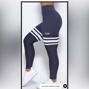 Bombshell Sportswear Dark Blue Leggings with White Accents